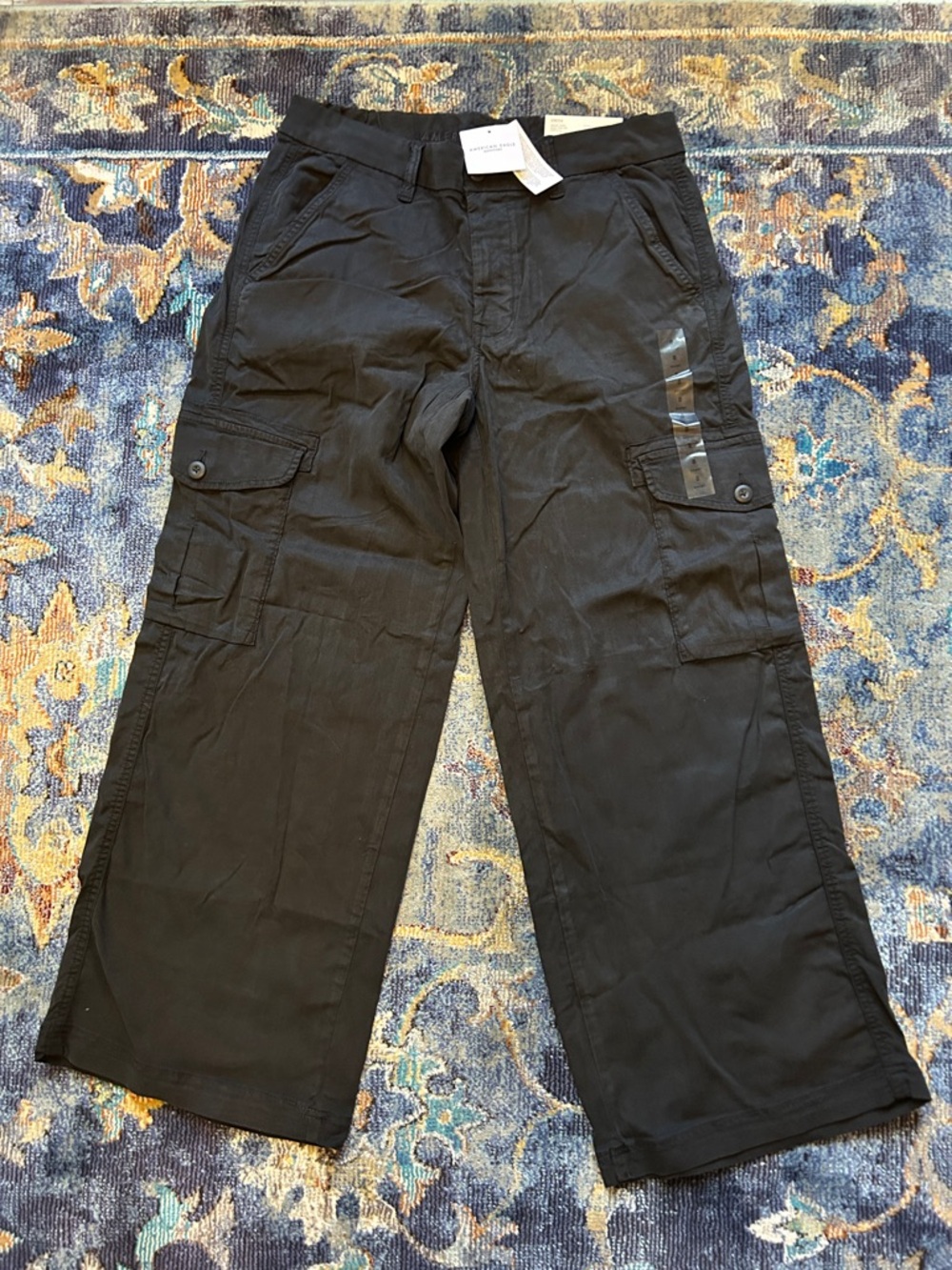 American Eagle Outfitters Black Wide Leg Cargo Pants